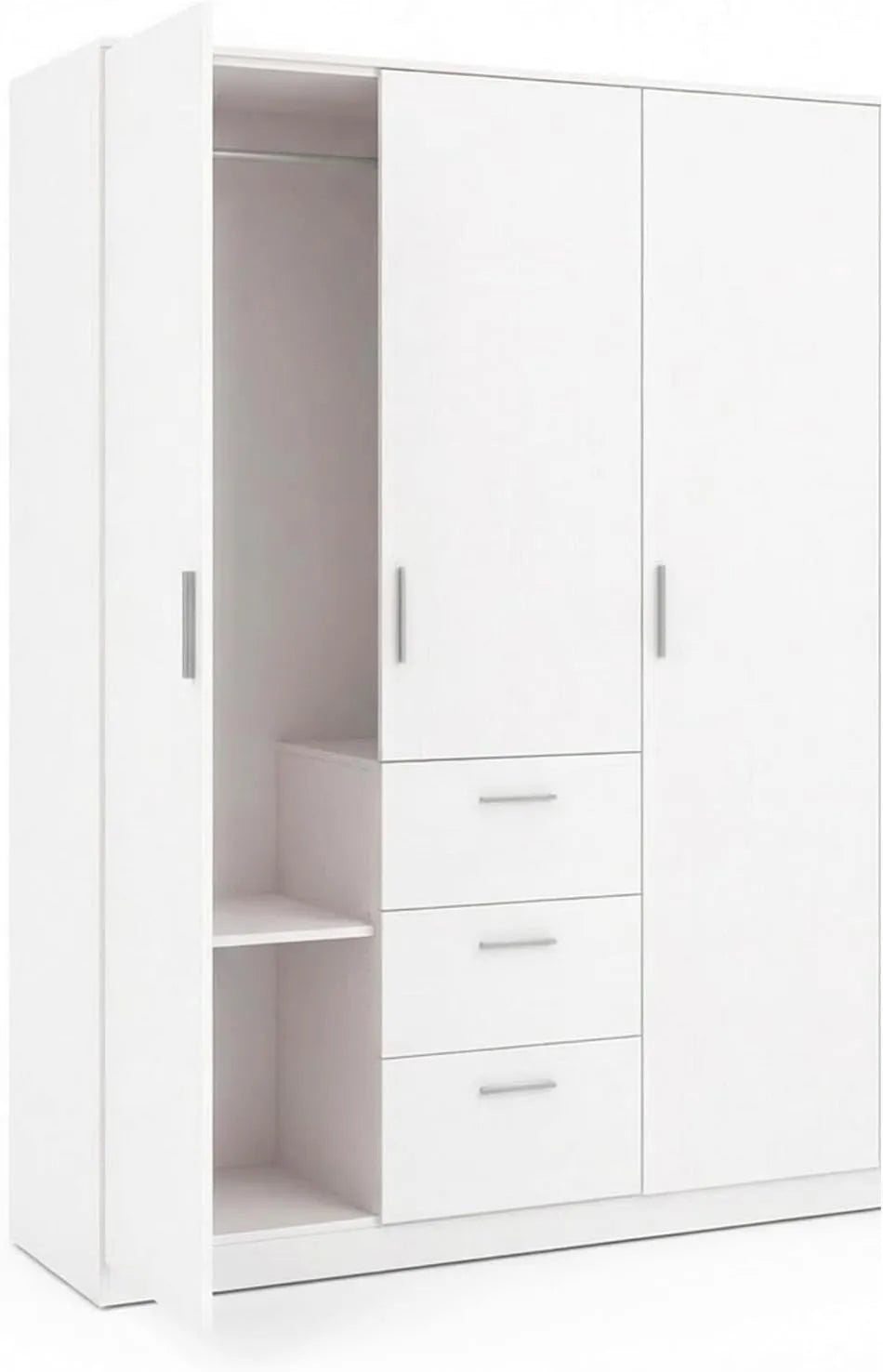 Armadio – con cassetti, con ripiani, 3 Ante, 6 Ripiani, 3 Cassetti, 117 × 203 × 52 Cm, bianco