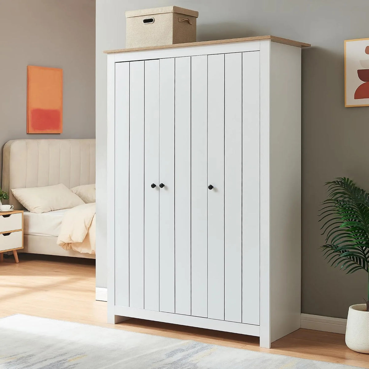 Armadio — con ripiani, con armadio, 3 Ante, 175 × 120 × 52 cm, bianco