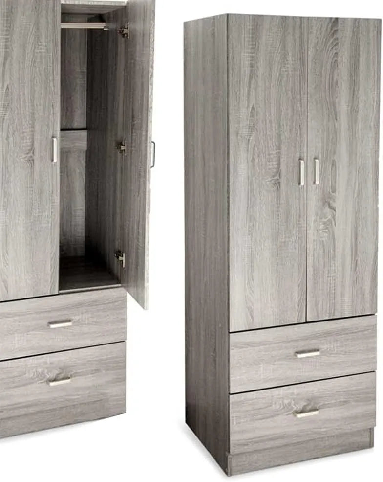 Armadio — in legno, con cassetti, con armadio, 2 Ante, 2 Cassetti, 60 × 42 × 180 cm