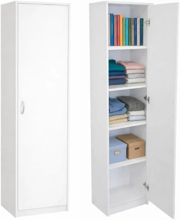 Armadio — con contenitore, con ripiani, 5 ripiani, 40 cm, 185 cm, 35 cm, bianco