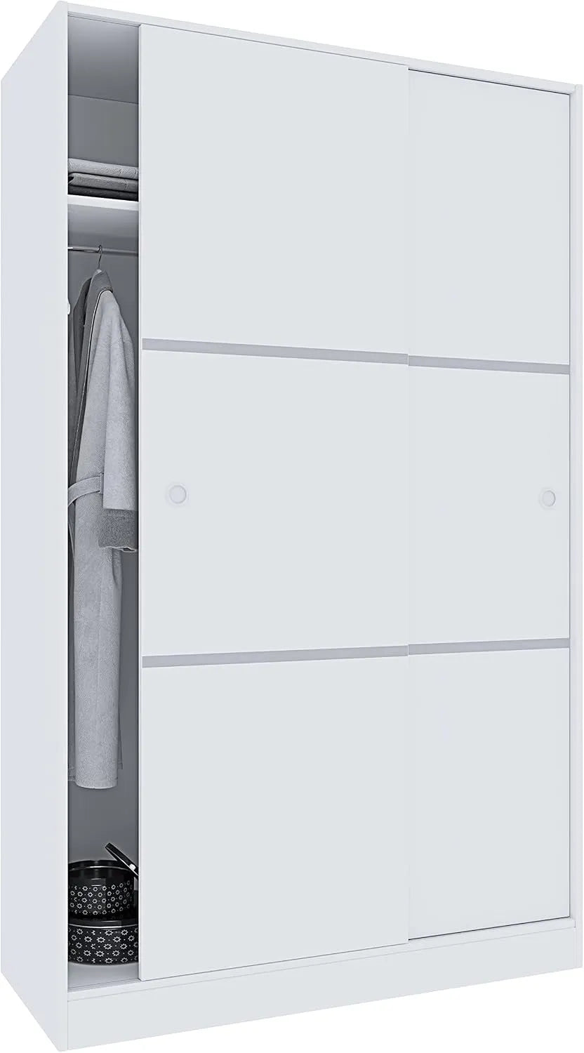 Armadio – con ripiani, con armadio, 2 Ante, 4 Ripiani, 200 × 120 × 50 Cm, bianco