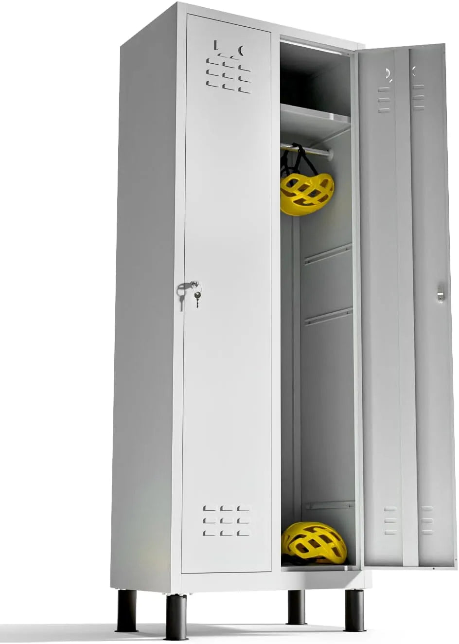 Armadio — con serratura, 2 ante, 180 × 65 × 40 cm, grigio, in metallo