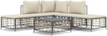 Set 6 pz Divani — modulare, in acciaio, in polyrattan, 5 Posti, antracite