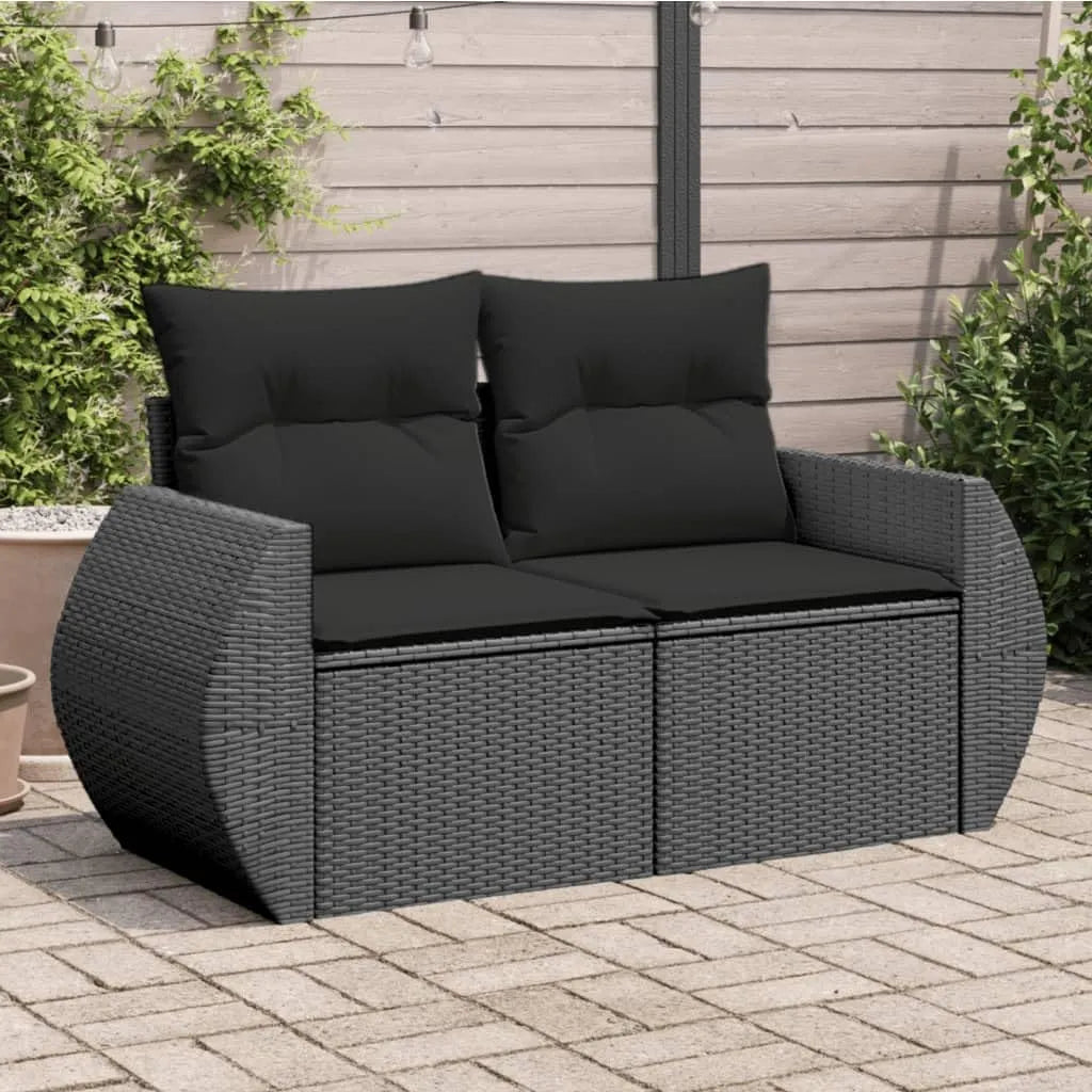Divano: con contenitore, in polyrattan, 2 Posti, nero