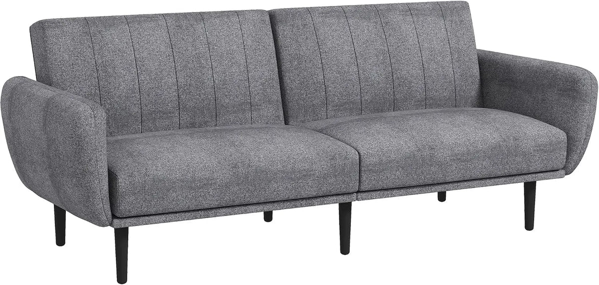 HOMCOM Divano letto e divano trasformabile – reclinabile, rivestimento in tessuto, in legno, con schienale, 3 Posti, 3 Livelli, 208 × 84 × 82 cm
