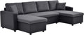 Divano letto e divano trasformabile – GAZUR, rivestimento in tessuto, antracite, rivestimento in pelle