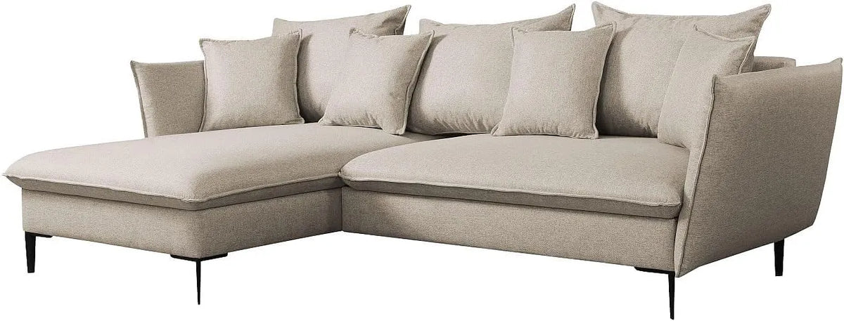 Divano letto e divano trasformabile: LAZARE, angolo sinistro, rivestimento in tessuto, beige