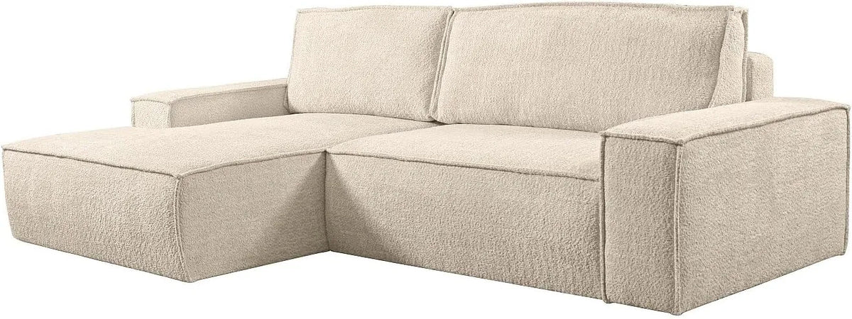 Divano angolare e divano a L — MORABITO, rivestimento in tessuto, rivestimento bouclé, beige
