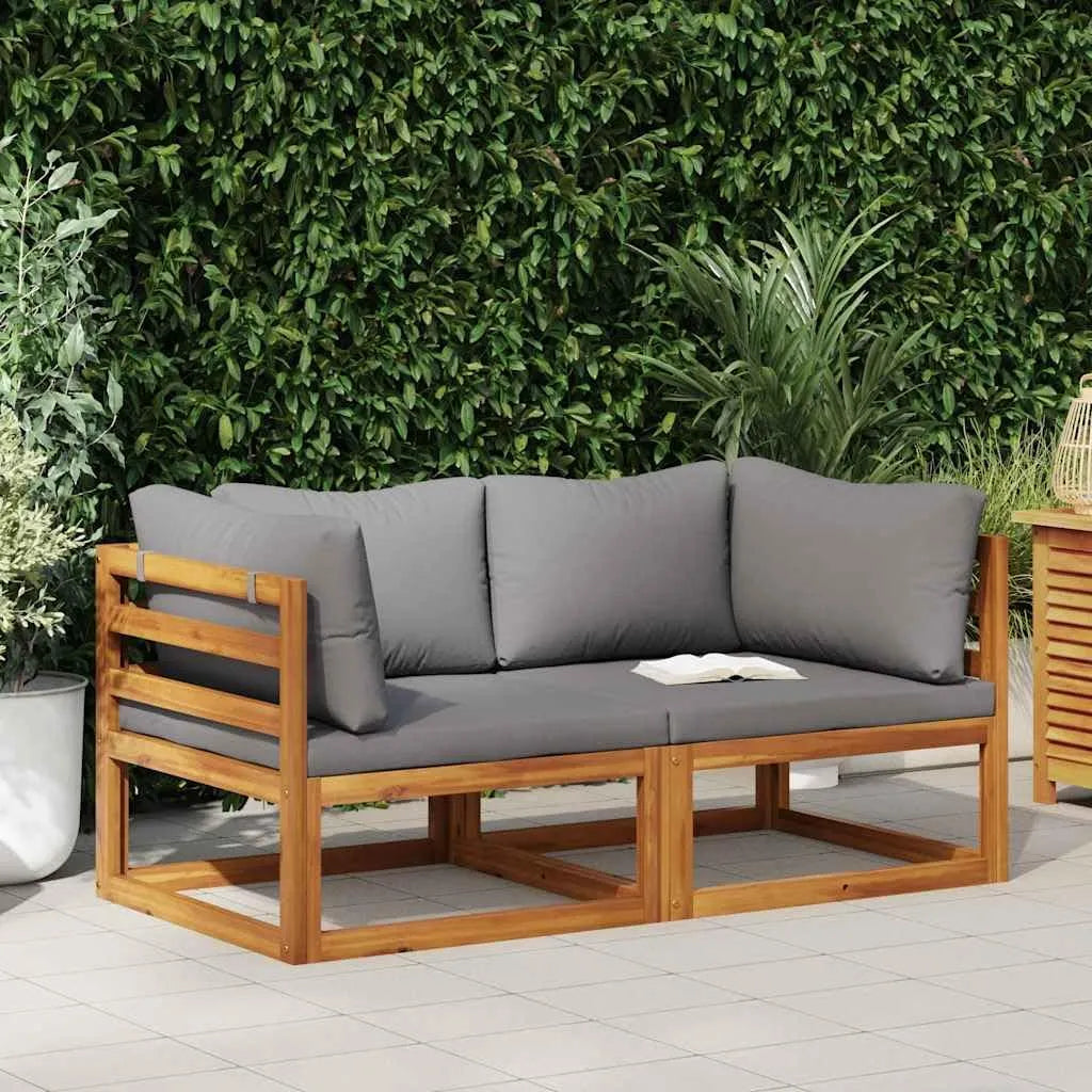 Divano angolare e divano a L: modulare, in legno, con cuscini, resistente alle intemperie, grigio