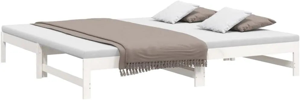 Dormeuse Estraibile Bianca 2X 100x200 cm Legno Massello di Pino: in legno, 100 × 200, bianco