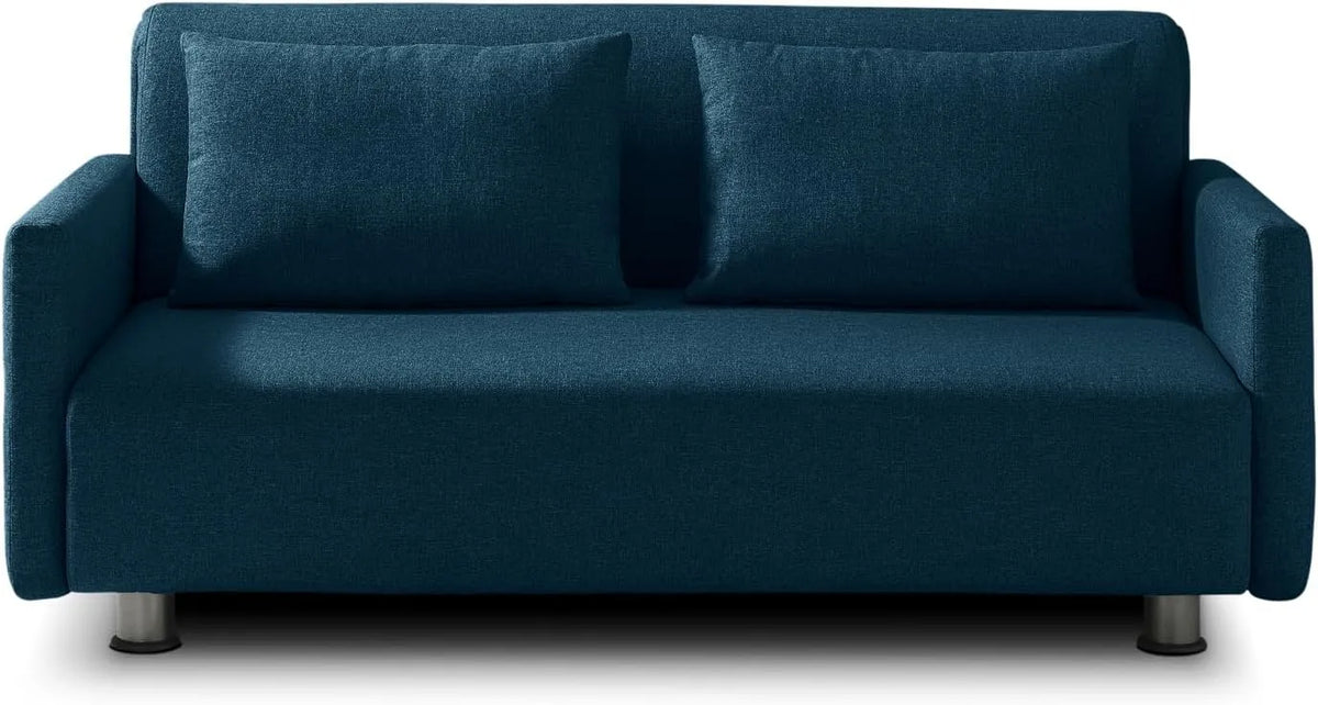 Divano letto e divano trasformabile – RICHIUDIBILE, con braccioli, con cuscini, 2 Posti, 140 × 190, blu
