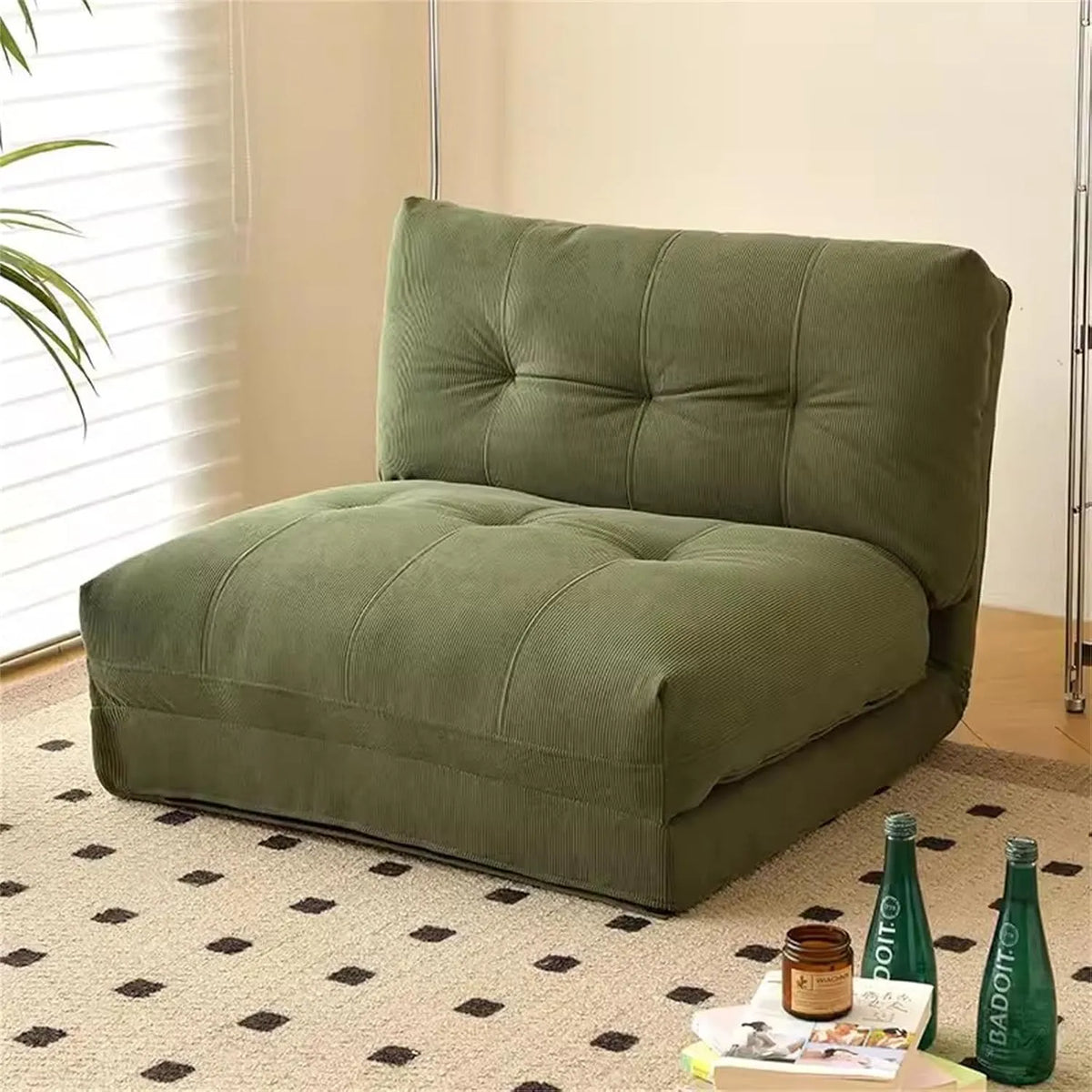 Divano letto e divano trasformabile – con schienale, struttura leggera, regolabile, verde
