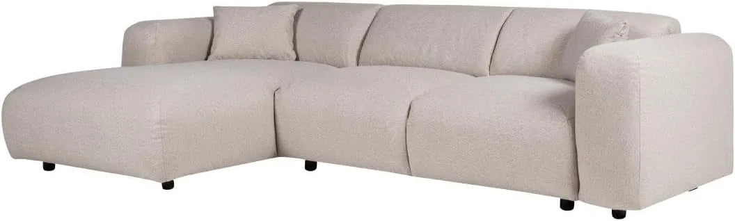 Divano — POGNI, angolo sinistro, rivestimento in tessuto, beige