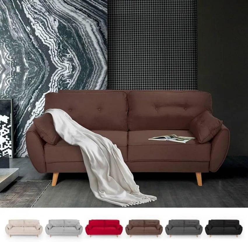 Divano letto e divano trasformabile – Marrone, reclinabile, rivestimento in tessuto, 3 posti