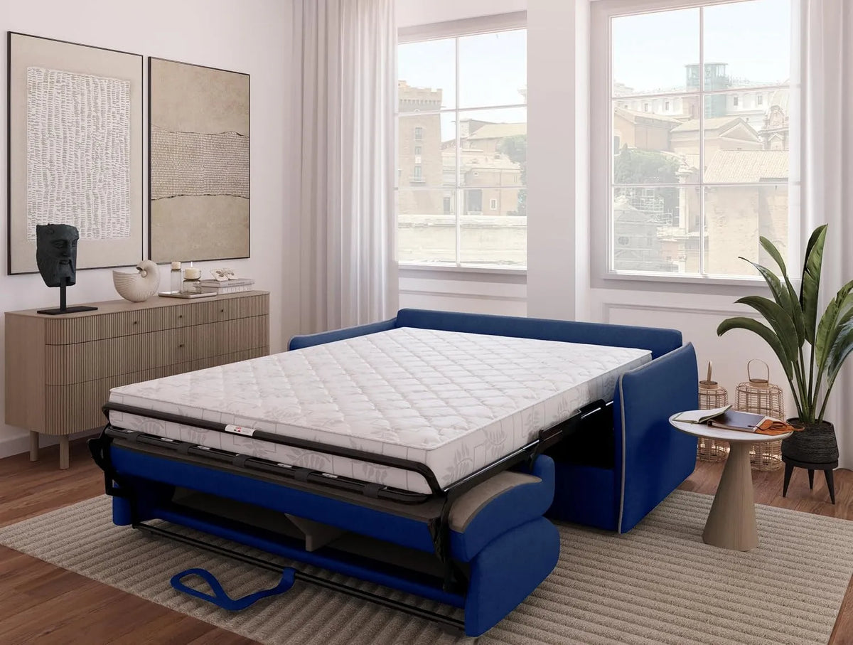 Divano letto e divano trasformabile — BALI, rivestimento in tessuto, in legno, 3 Posti, in metallo