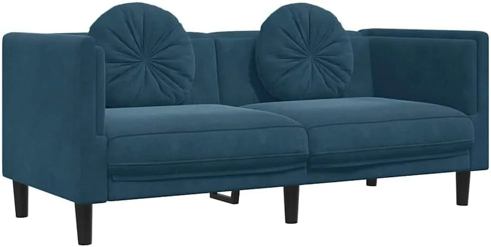 Divano: con cuscini, 2 Posti, blu, rivestimento in velluto