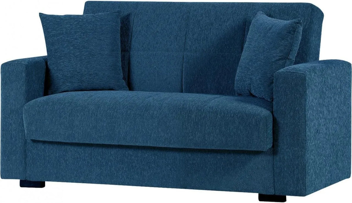 Divano – 2 Posti, blu, con cassetti