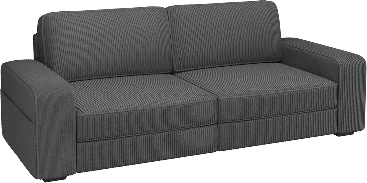 Divano – con braccioli, con schienale, 2 Posti, 212 × 81.5 × 83.5 cm, grigio, rivestimento in velluto