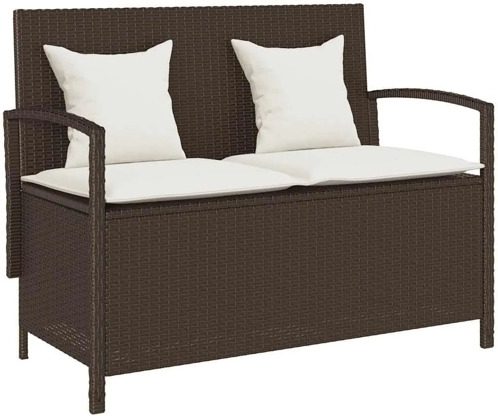 Panca da giardino e panchina da terrazza — in polyrattan, marrone