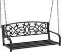 Outsunny Panchina a 2 posti in acciaio con braccioli Carico massimo: 127 × 59, 5 × 52 cm, 240 kg, nero