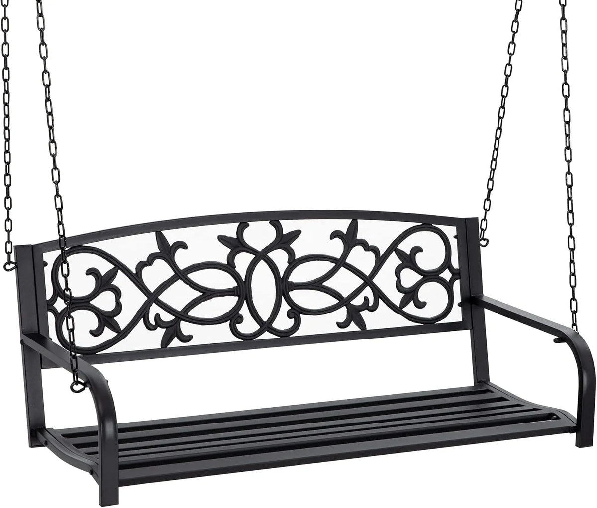 Outsunny Panchina a 2 posti in acciaio con braccioli Carico massimo: 127 × 59, 5 × 52 cm, 240 kg, nero