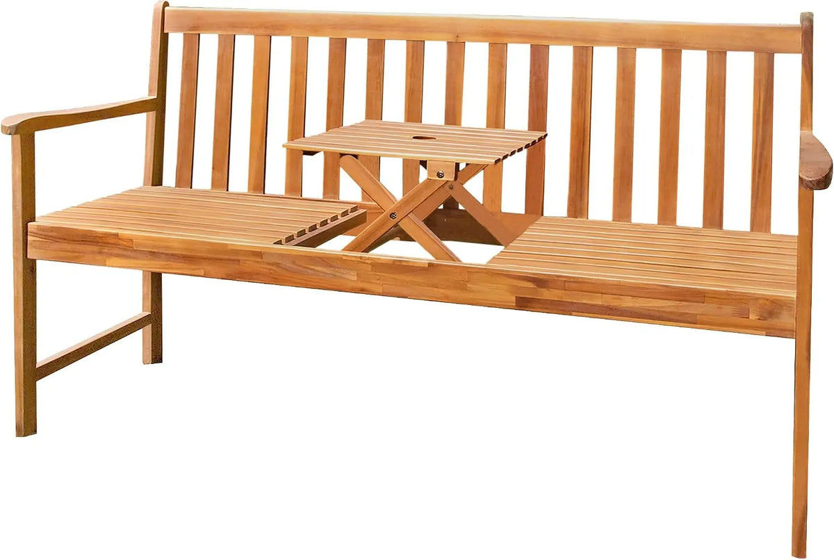 Panca: in legno, con braccioli, 3 posti, 150 cm