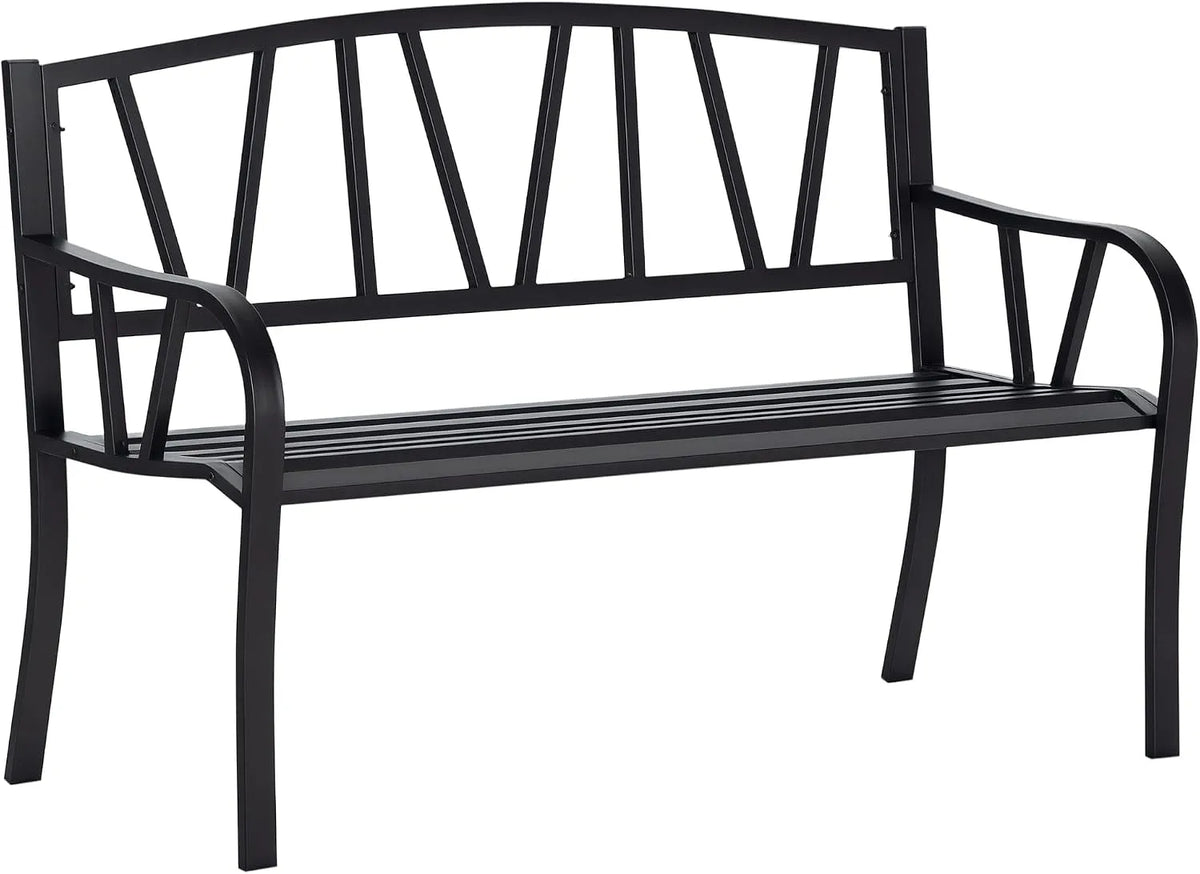 Outsunny Panca: 2 Posti, 128 × 56 × 86cm, nero, in metallo