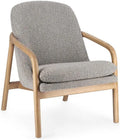.DESIGN Poltrona e sedia imbottita ELAIDE in tessuto effetto bouclé grigio e struttura – rivestimento in tessuto, in legno, rivestimento bouclé