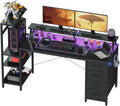 Scrivania e tavolo per computer – con cassetti, display LED, 150 × 50 cm, nero