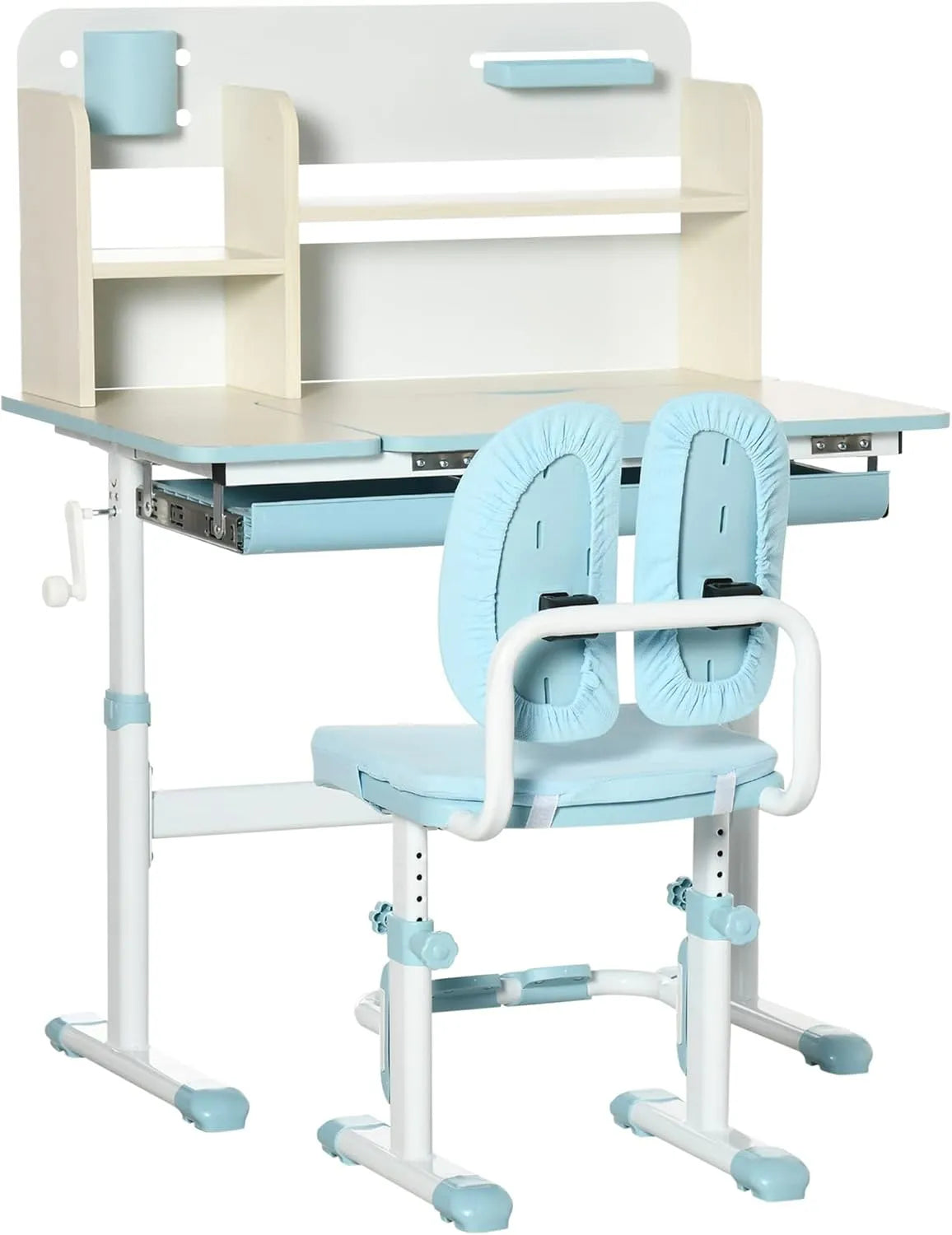 HOMCOM Scrivania e tavolo per computer — MDF, in acciaio, con cuscini, regolabile, 3-12 Anni, altezza regolabile