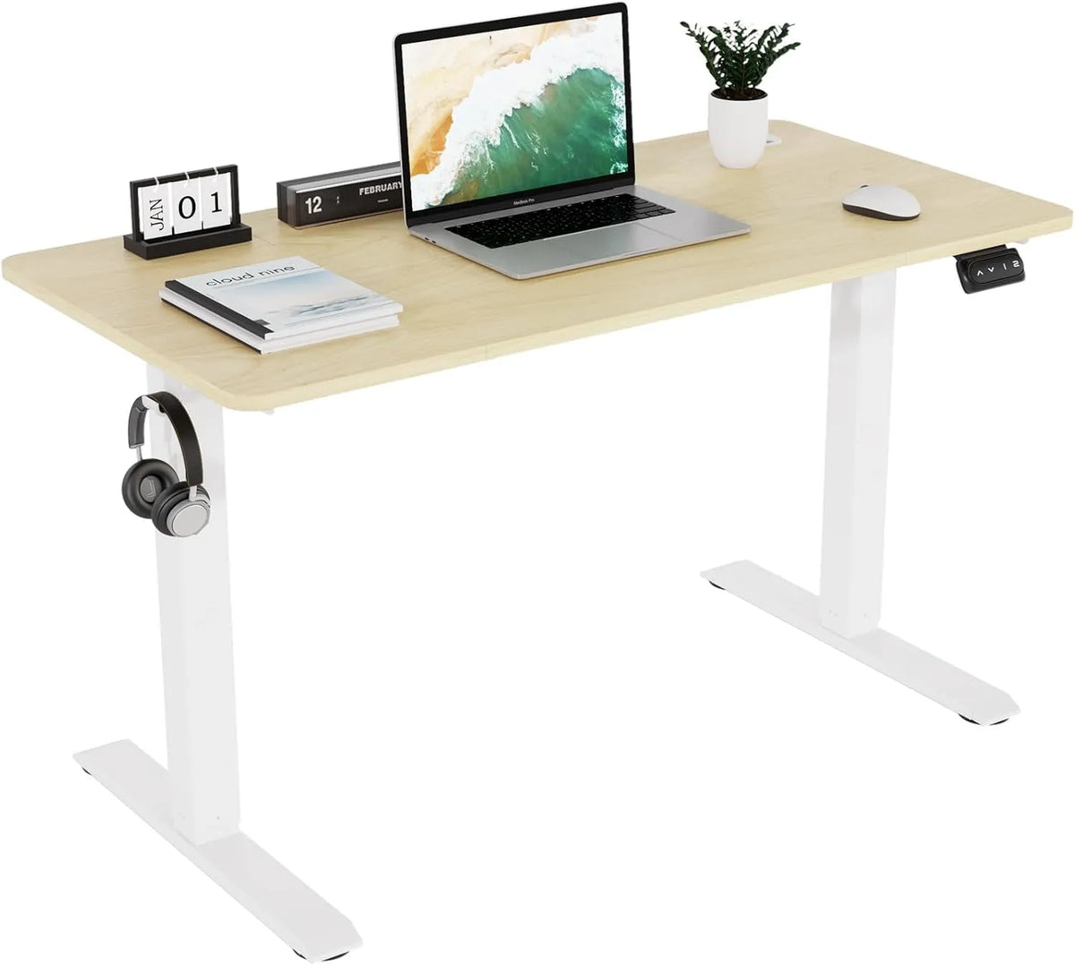 Scrivania e tavolo per computer – regolabile, 120 × 60cm, 119 cm, beige