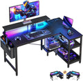 Scrivania e tavolo per computer – forma a L, con ripiani, con porta USB, display LED, 101 cm