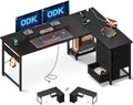 Scrivania e tavolo per computer – con cassetti, con porta USB, 155×110 cm, nero