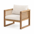 Poltrona da Esterno in Legno e Rattan Beige 85x75x70 cm