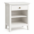 Comodino in MDF Bianco con Cassetto e Mensole