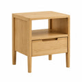Comodino in Legno di Rovere con Cassetto e Ripiano
