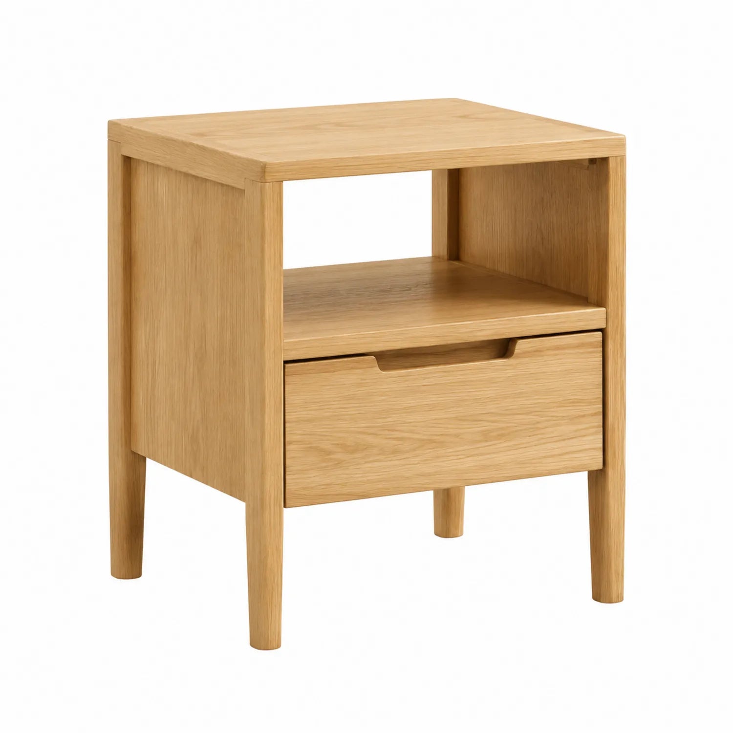 Comodino in Legno di Rovere con Cassetto e Ripiano