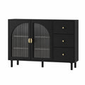 Credenza in MDF nero con ante in vetro temperato a coste