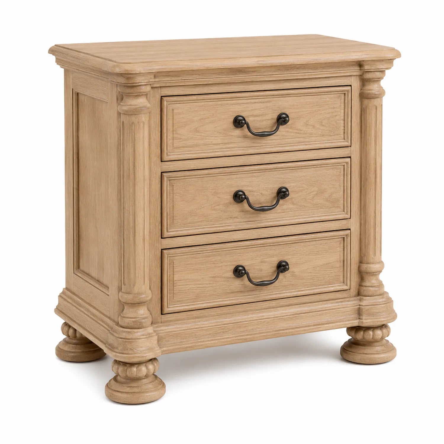 Comodino in legno di rovere con 3 cassetti