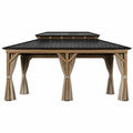 Gazebo in Legno e Acciaio con Tettoia Nera 4x3m