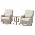 Set da Esterno in Rattan Sintetico Beige con Poltrone Girevoli e Tavolino
