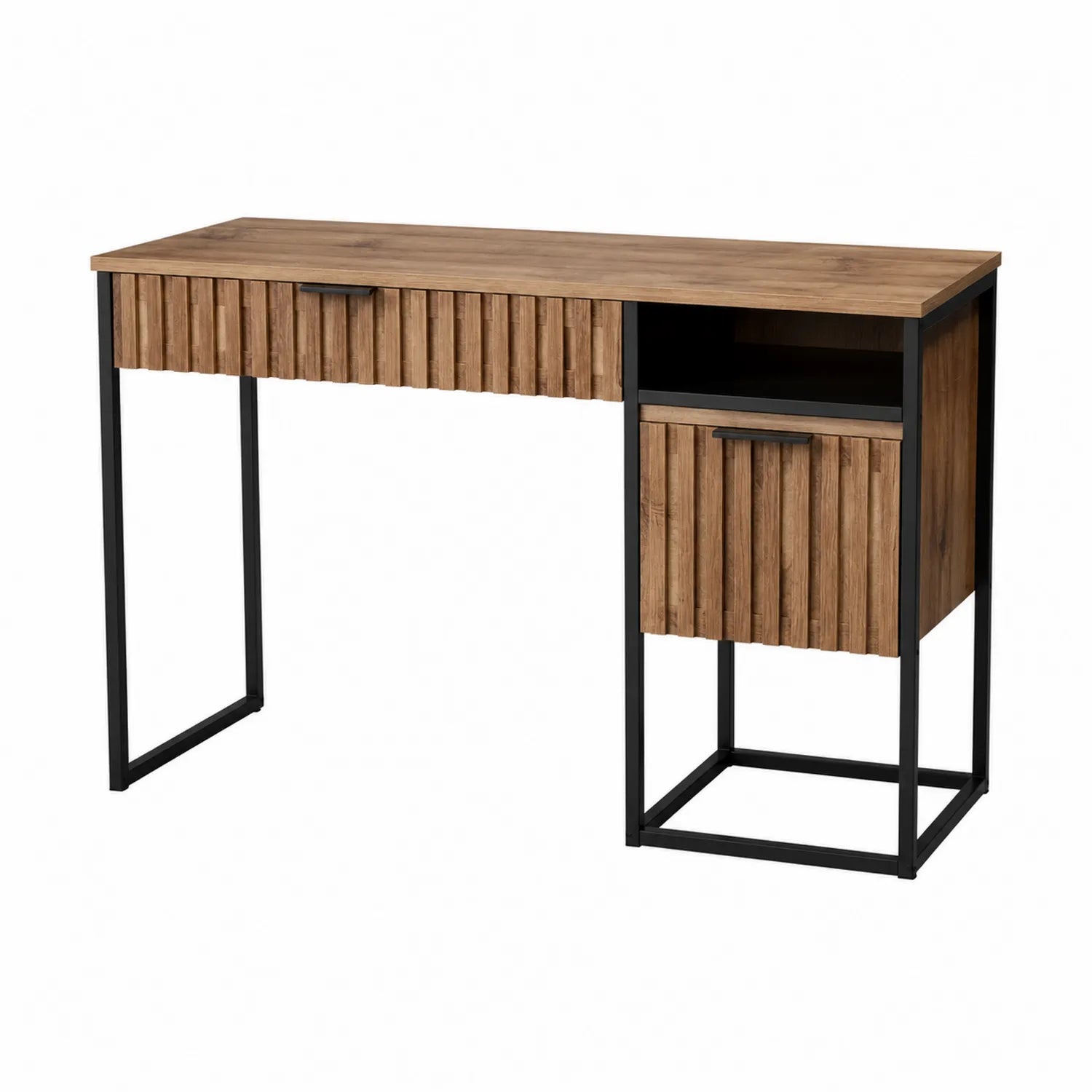 Scrivania in Legno e Metallo con Cassetto e Scomparto