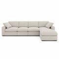 Divano ad angolo con chaise longue in tessuto poliestere beige