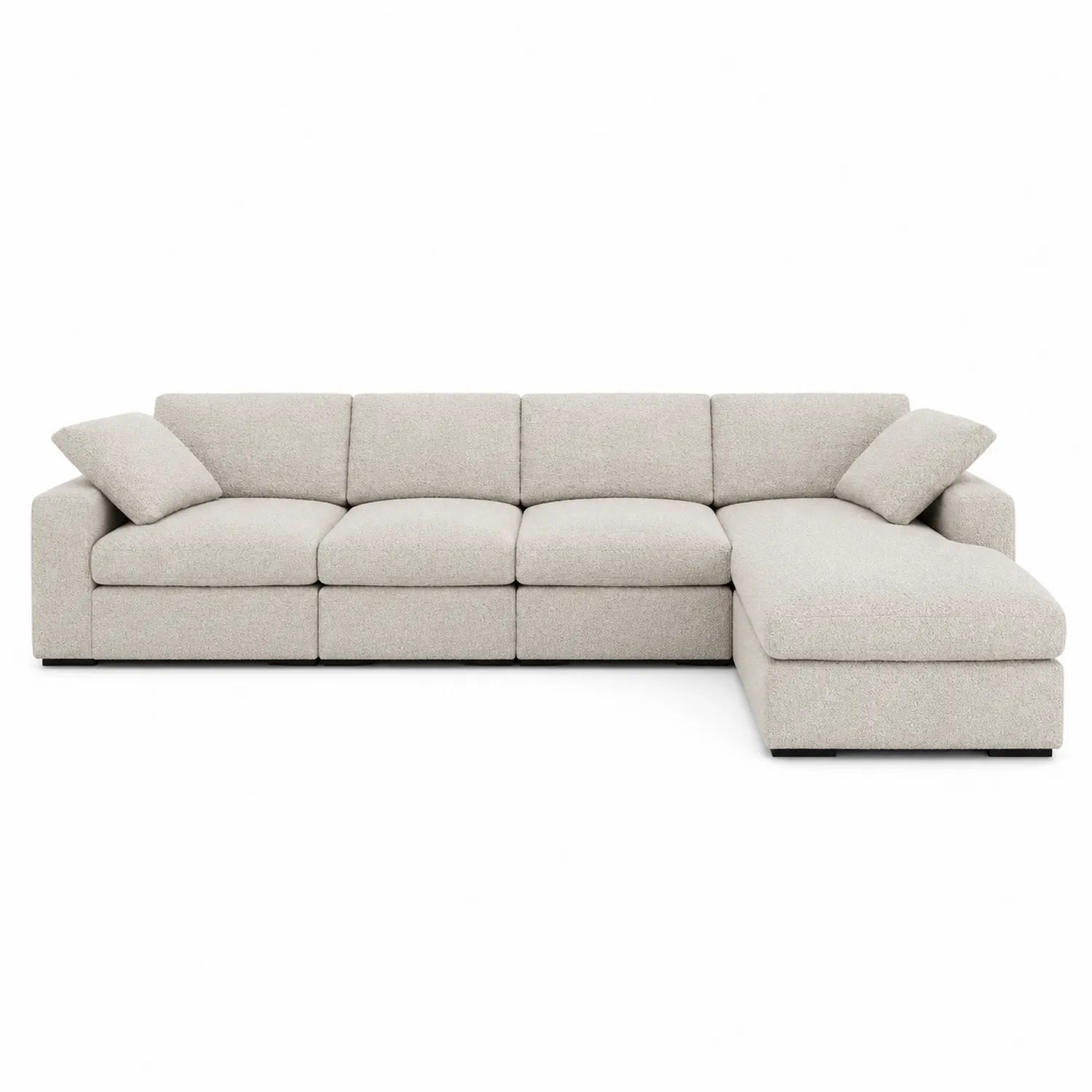 Divano ad angolo con chaise longue in tessuto poliestere beige