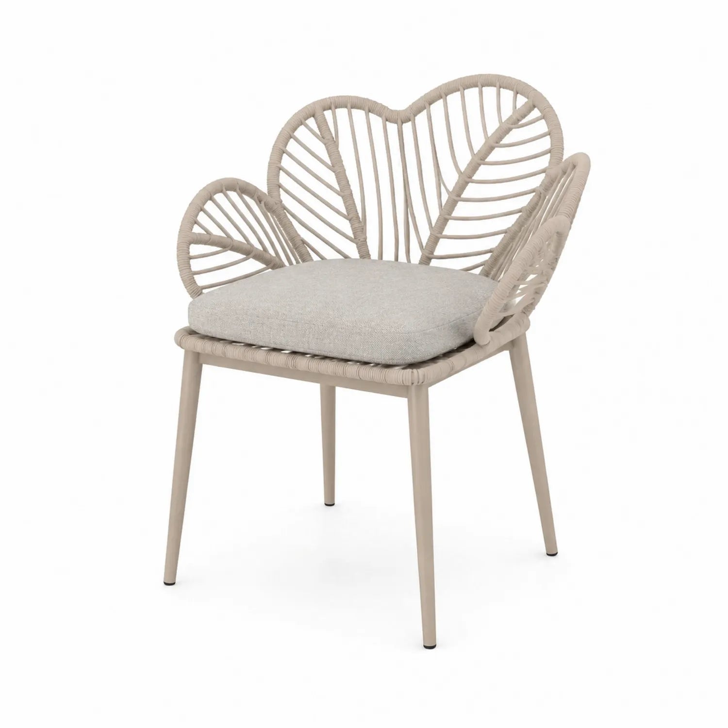 Sedia da esterno in alluminio e rattan sintetico con cuscino grigio